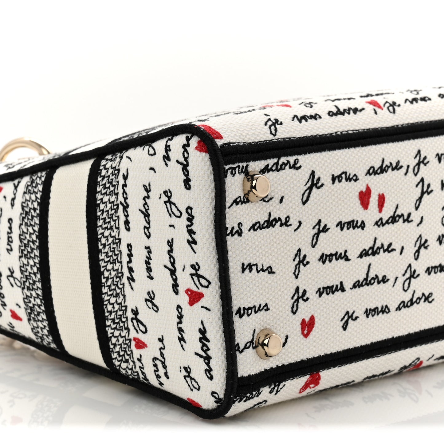 Canvas Embroidered Dioramour Je Vous Adore Medium Lady D-Lite White Black Red