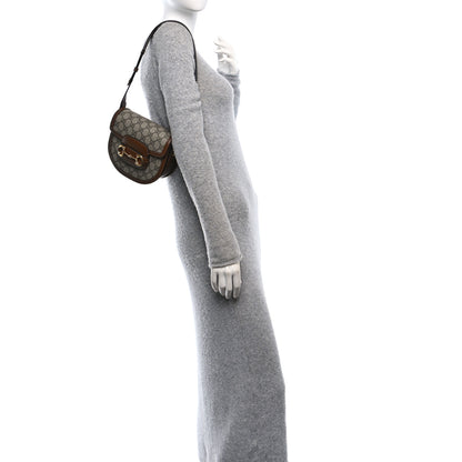 Gucci GG Supreme Monogram Mini Horsebit 1955 Rounded Shoulder Bag Beige Brown Sugar 2 of 10
