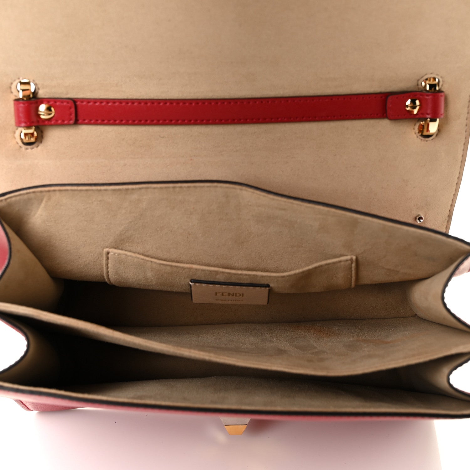 Fendi Vitello Liberty FF 1974 Embossed Kan I Shoulder Bag Fragola 5 of 15