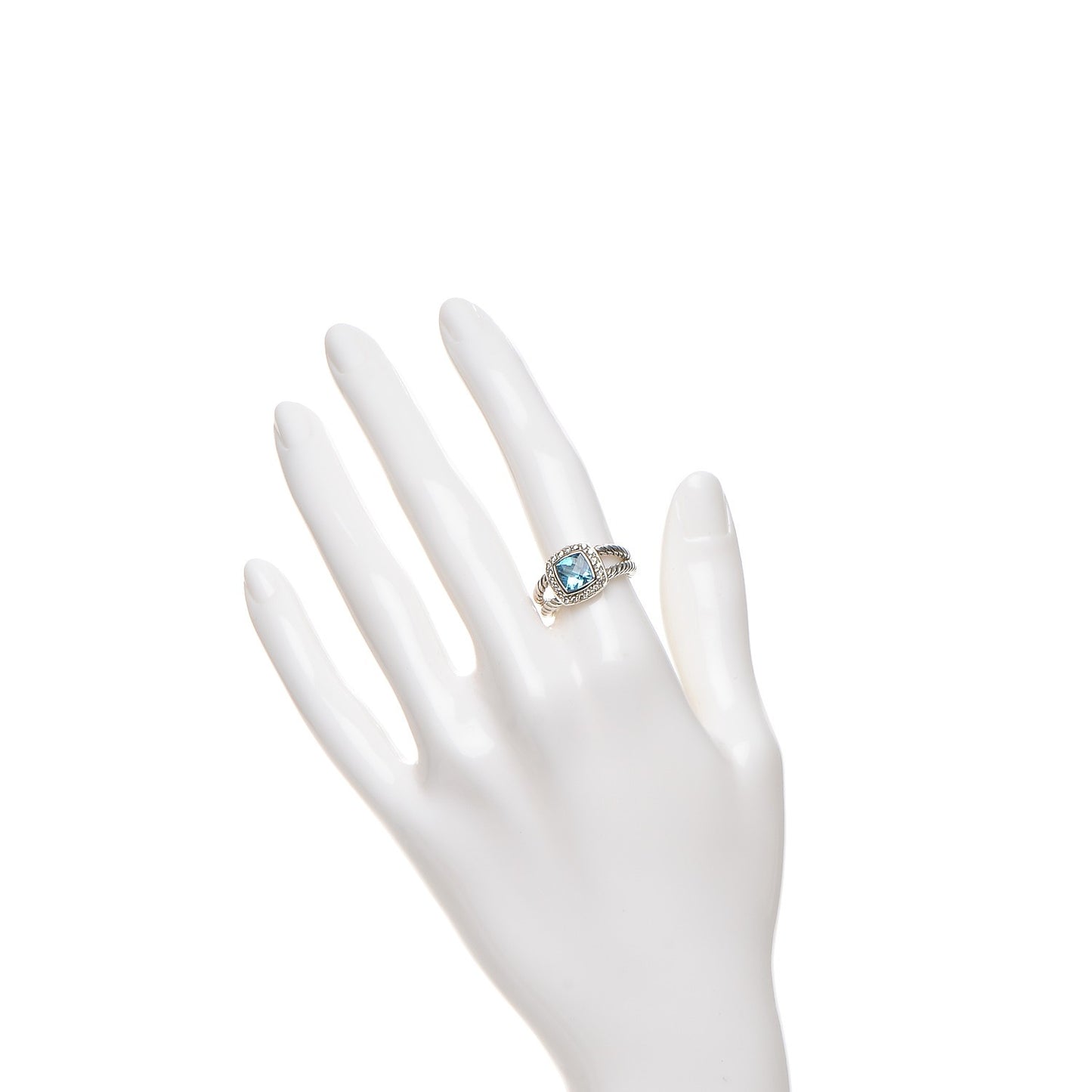 Sterling Silver Diamond Blue Topaz 7mm Petite Albion Ring 54 6.75