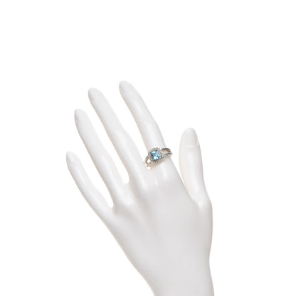 David Yurman Sterling Silver Diamond Blue Topaz 7mm Petite Albion Ring 54 6.75 2 of 5