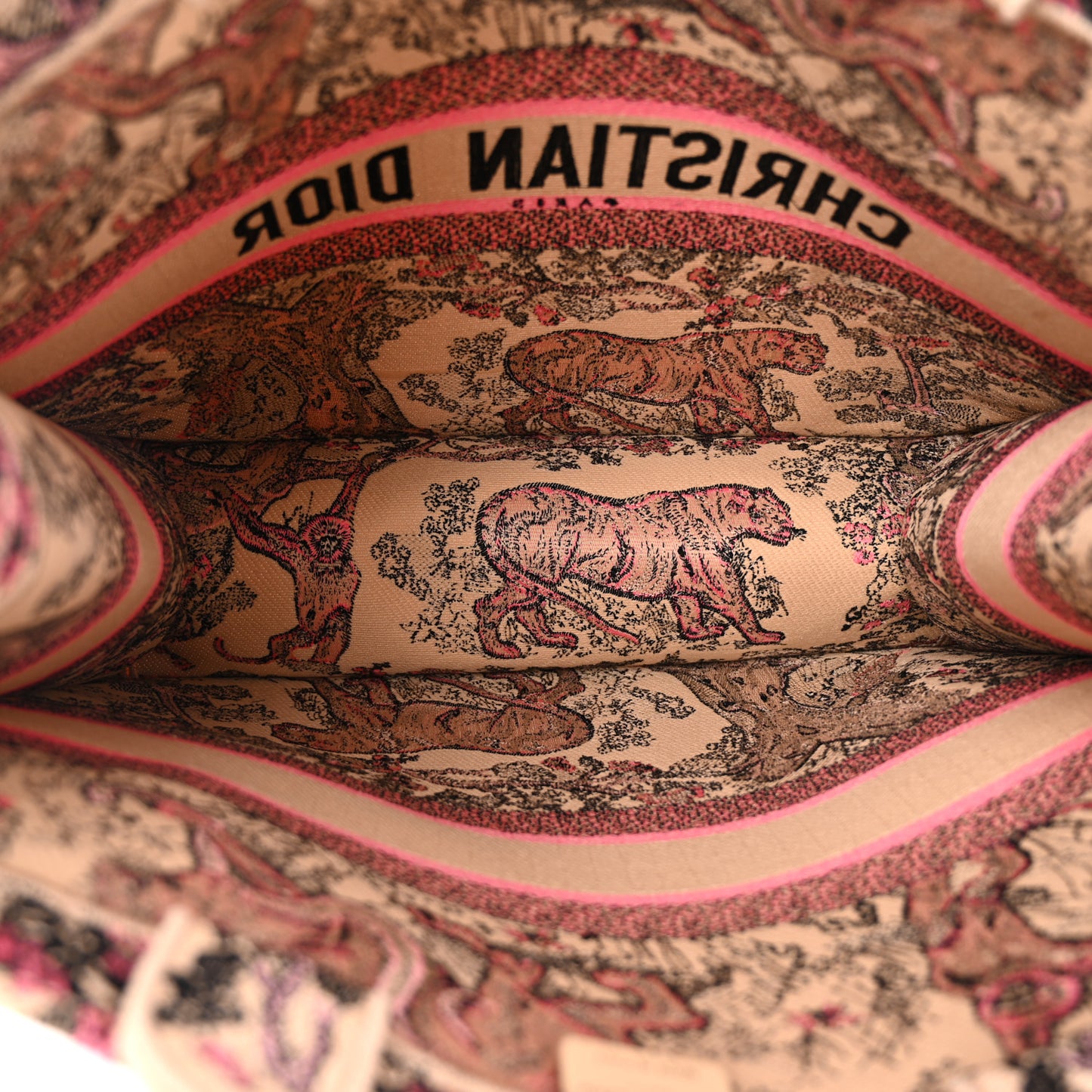 Canvas Toile De Jouy Embroidered Large Book Tote Rose Multicolor