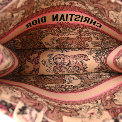 Christian Dior Canvas Toile De Jouy Embroidered Large Book Tote Rose Multicolor 5 of 10