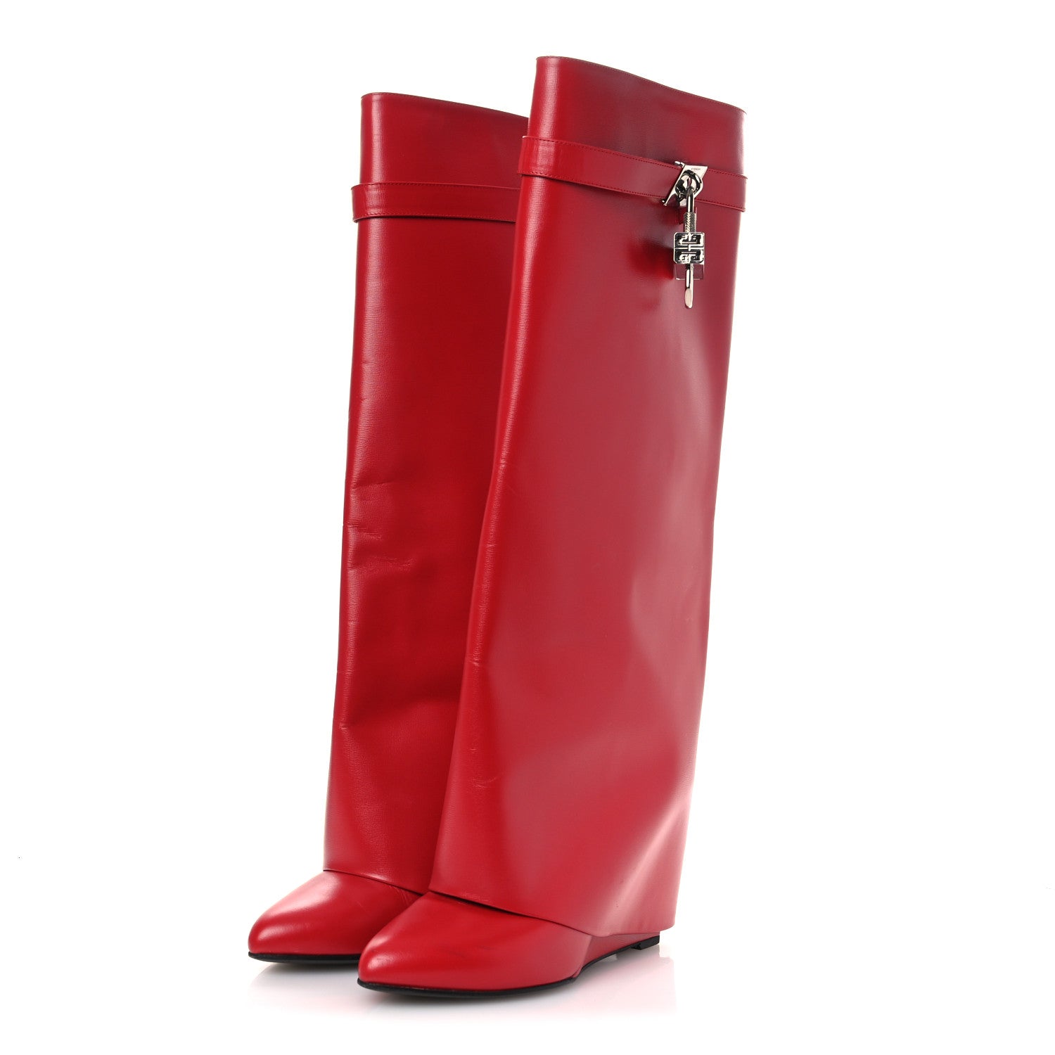 Givenchy Calfskin Shark Lock Pant Boots 40 Red 4 of 13