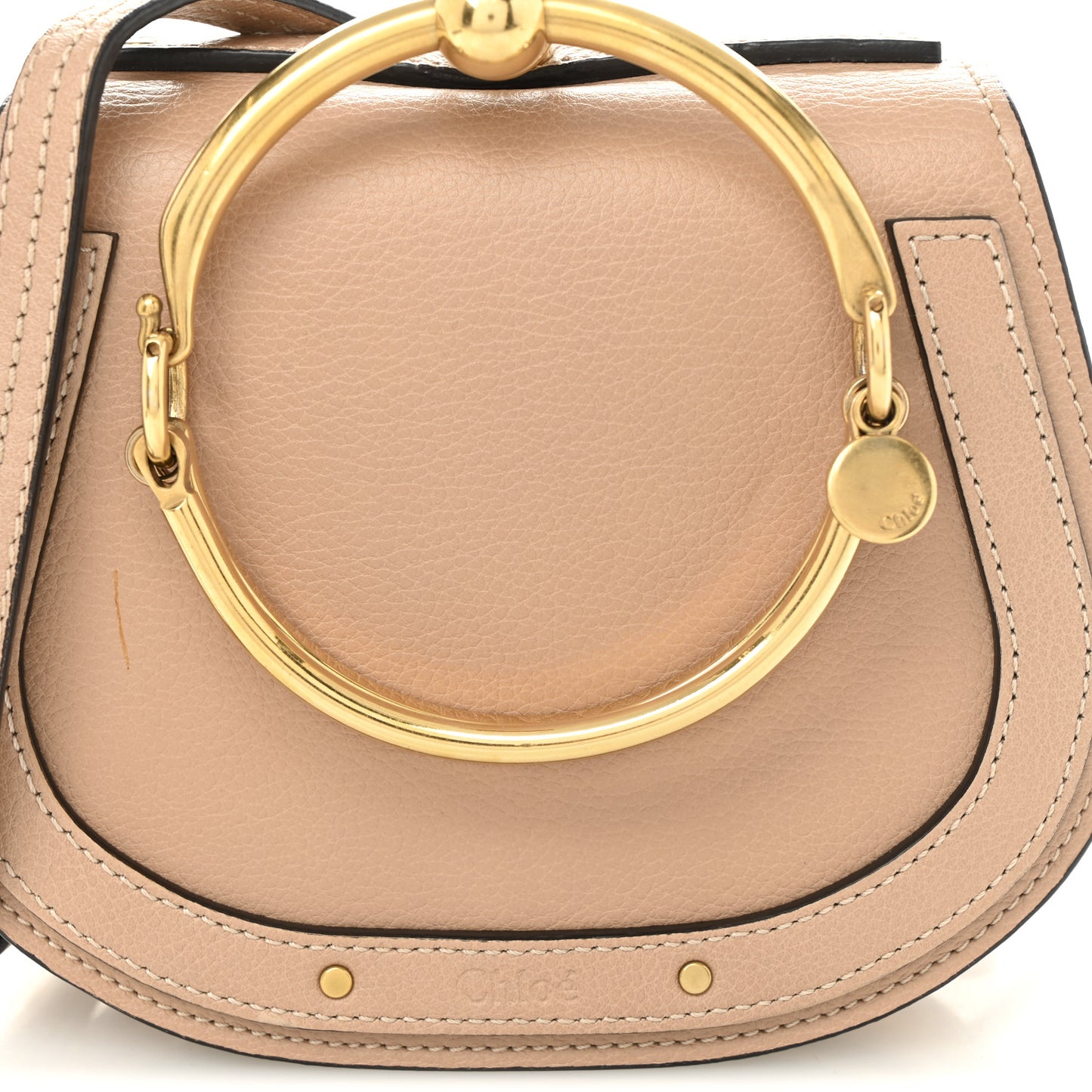 Calfskin Suede Small Nile Bracelet Bag Biscotti Beige