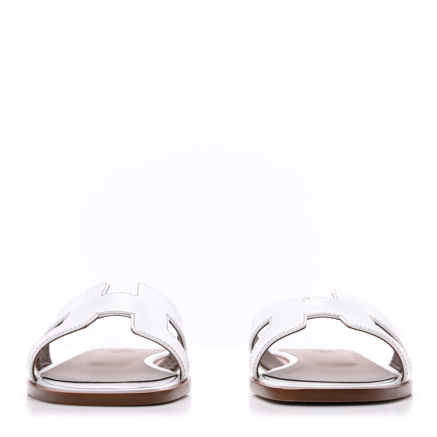 Hermes Box Calfskin Oran Sandals 37.5 White 2 of 7