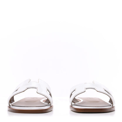 Hermes Box Calfskin Oran Sandals 37.5 White 2 of 7