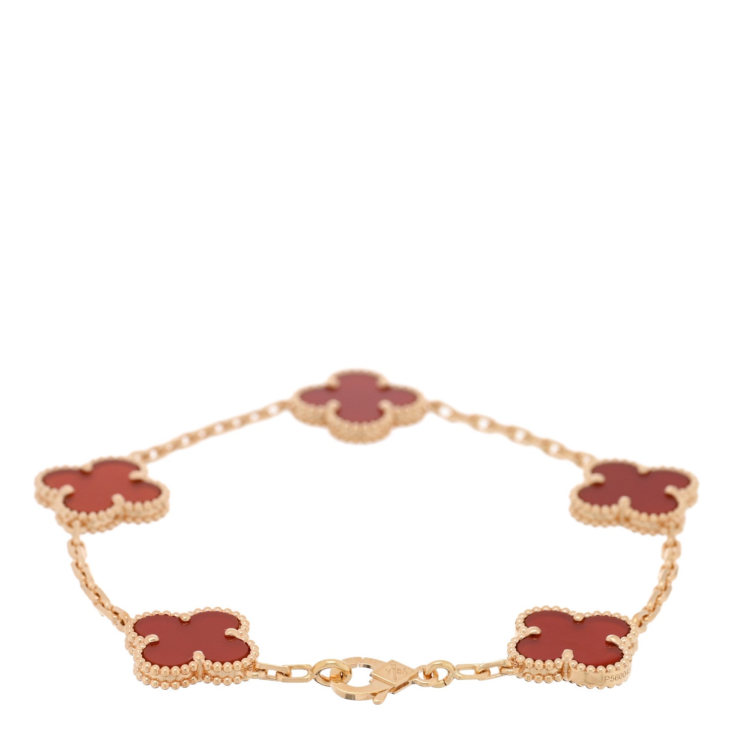 Van Cleef & Arpels 18K Yellow Gold Carnelian 5 Motifs Vintage Alhambra Bracelet 2 of 4