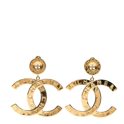 Chanel Metal Large Paris Button Earrings Gold 1 of 4