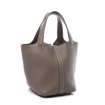 Hermes Taurillon Clemence Picotin Lock 18 PM Etoupe 2 of 10