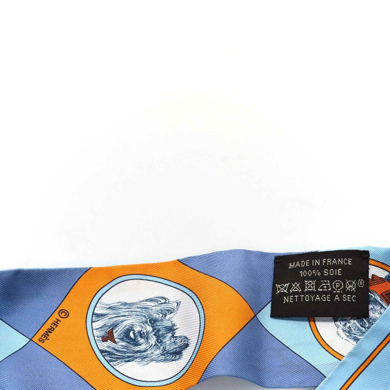 Hermes Silk Colliers Et Chiens Twilly Ciel Orange Gris Bleuete 3 of 4