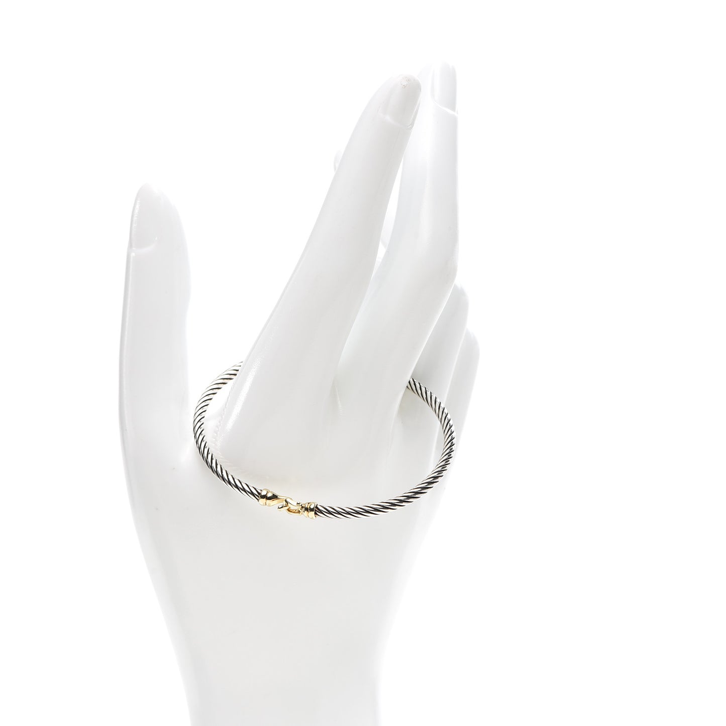 Sterling Silver 18K Yellow Gold 3mm Cable Buckle Bracelet