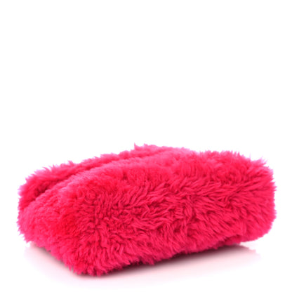 Saint Laurent Shearling Quilted Loulou Puffer Pouch Clutch Fuxia 4 of 8