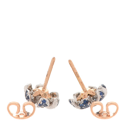 Gucci 18K Rose White Gold Diamond Blue Sapphire Flora Orchid Stud Earrings 3 of 6