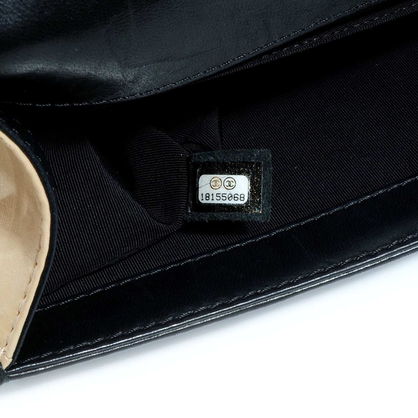 Lambskin Quilted Medium Boy Flap Beige Black