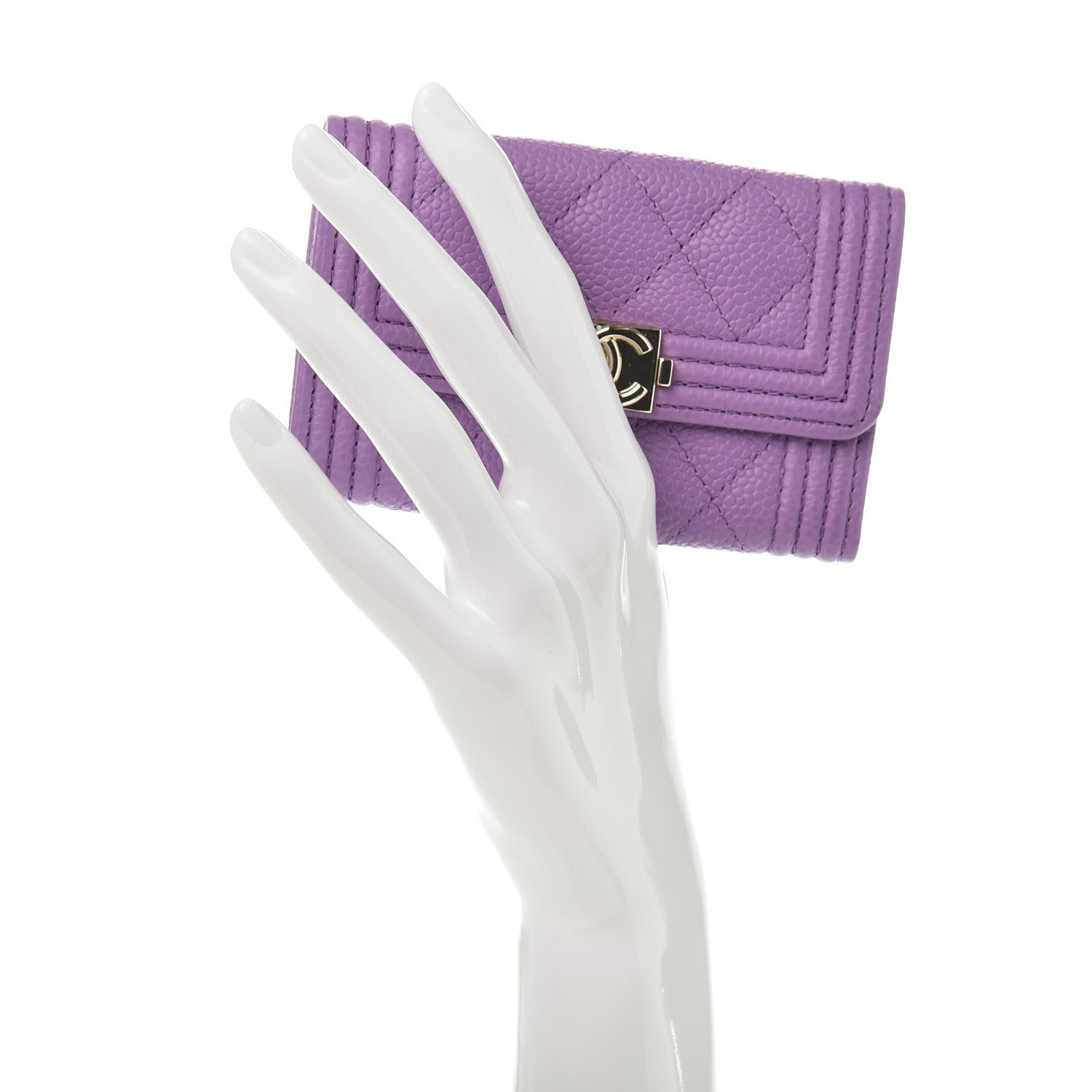Chanel Caviar Quilted Boy Flap Card Holder Purple 2 of 8