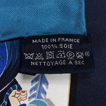 Hermes Silk Jeu de Cartes Scarf 90 Marine White Petrole 3 of 4