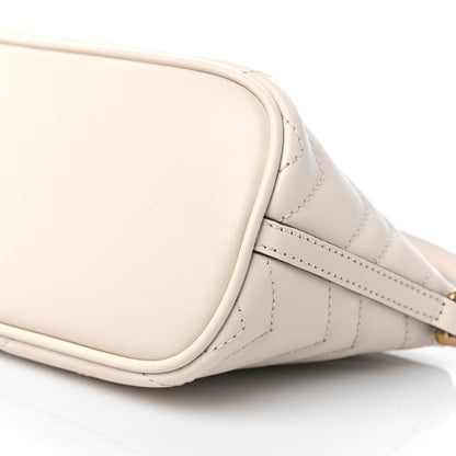 Gucci Calfskin Matelasse Chevron GG Marmont Sling Shoulder Bag Mystic White 9 of 10