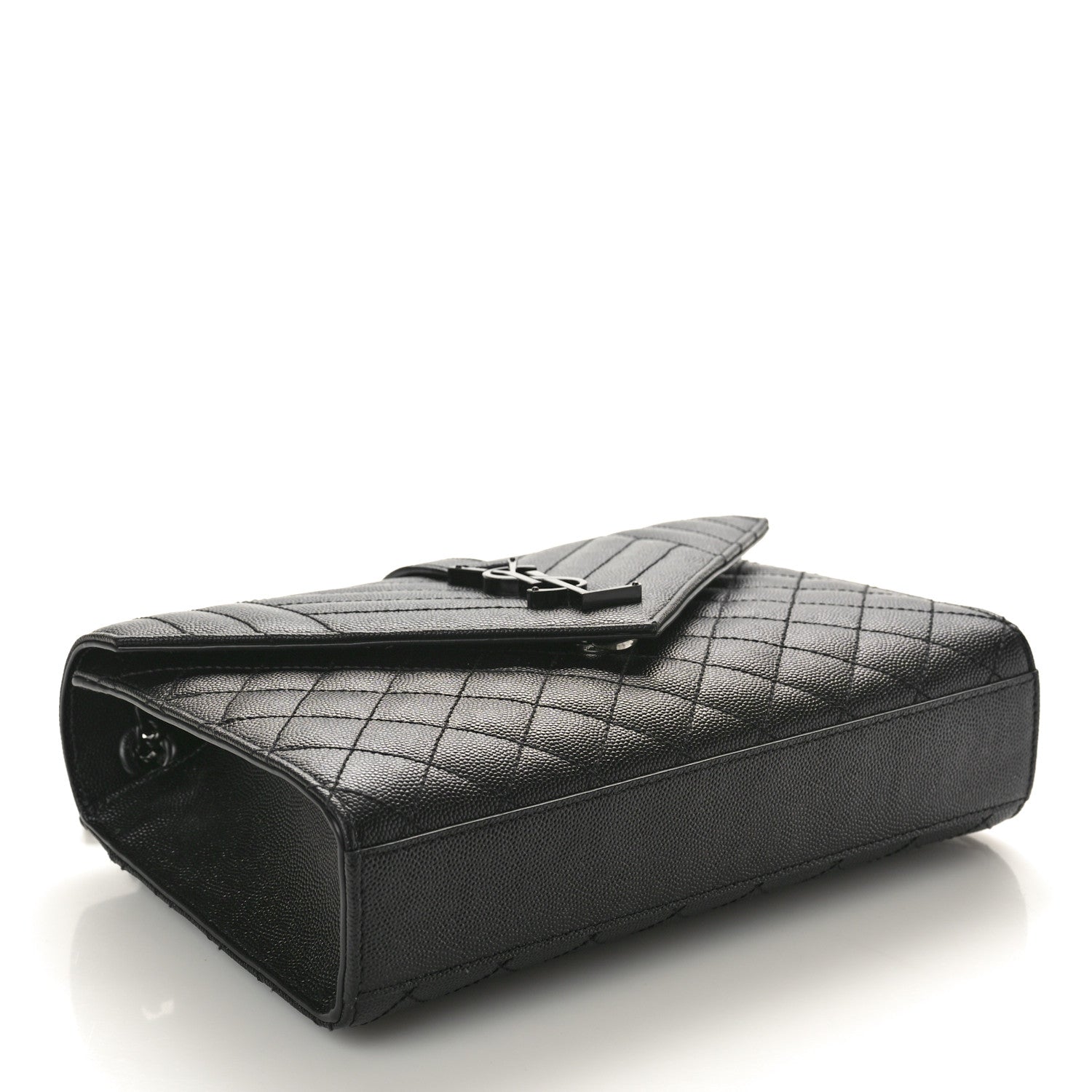 Saint Laurent Grain De Poudre Textured Mixed Matelasse Triquilt Medium Monogram Monochrome Satchel Black 4 of 10