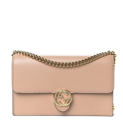 Gucci Textured Calfskin Icon Chain Wallet Pink Apricot 1 of 9