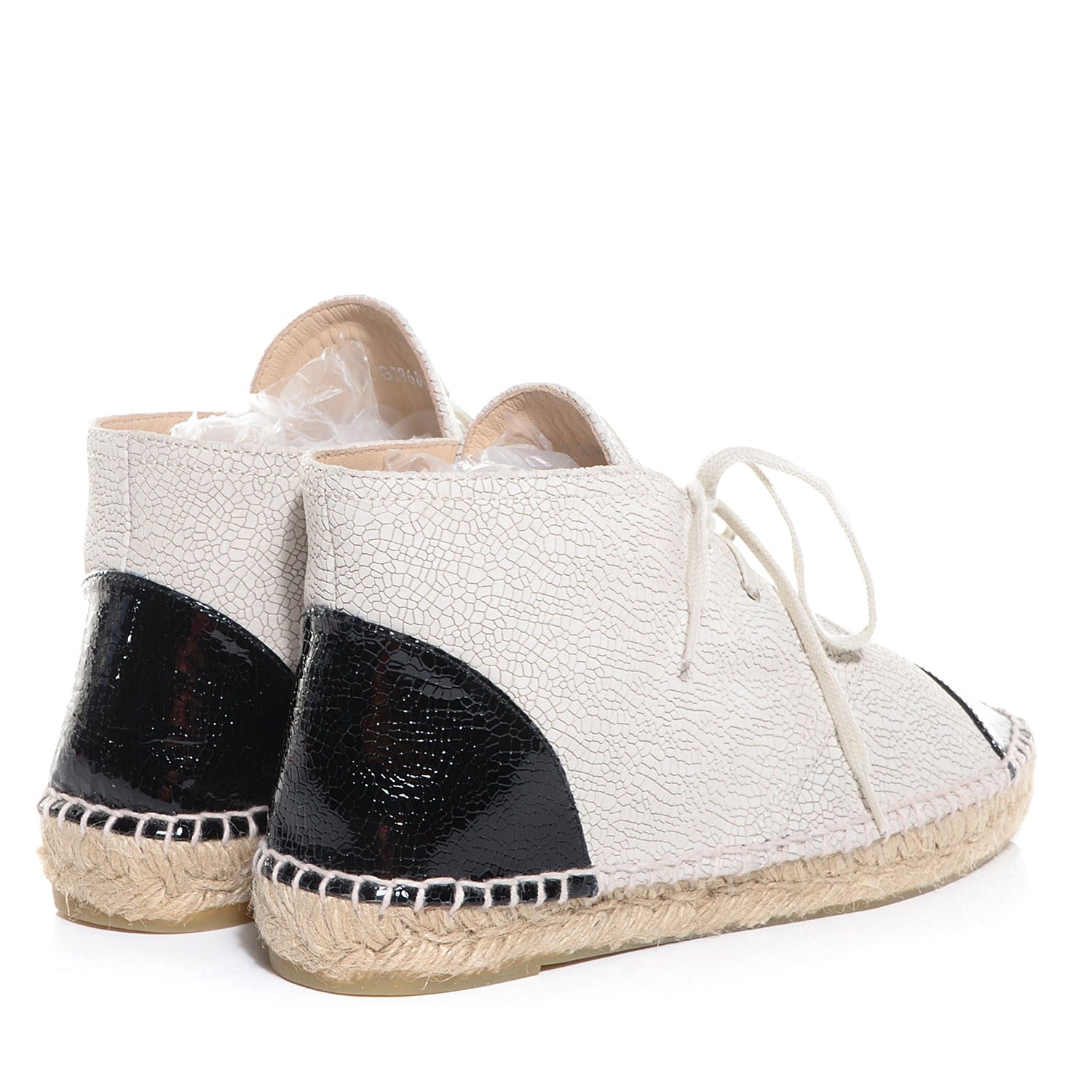 Chanel Crackled Calfskin High Top Espadrilles 41 Beige Black 6 of 20
