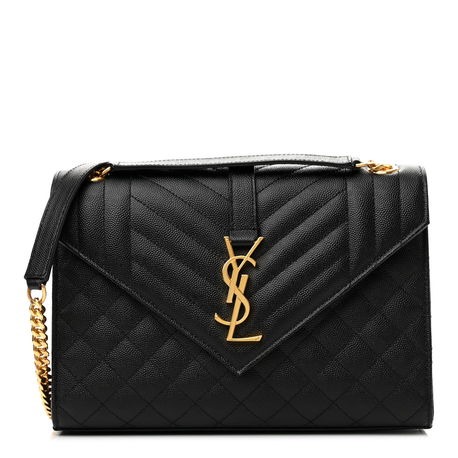 Saint Laurent Grain De Poudre Textured Mixed Matelasse Triquilt Medium Monogram Satchel Black 1 of 8