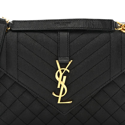 Saint Laurent Grain De Poudre Textured Mixed Matelasse Triquilt Medium Monogram Satchel Black 9 of 11