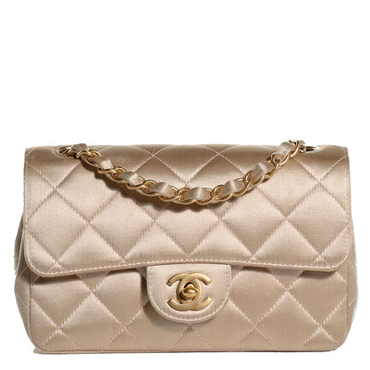 Chanel Satin Quilted Mini Rectangular Flap Gold 1 of 7