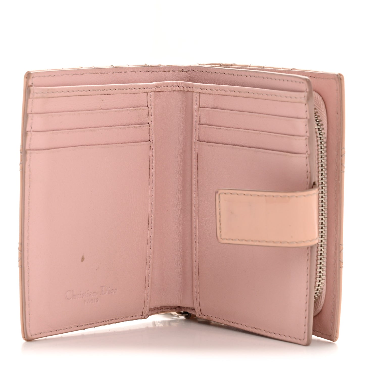 Patent Cannage Lady Dior Eden Wallet Rose Clair