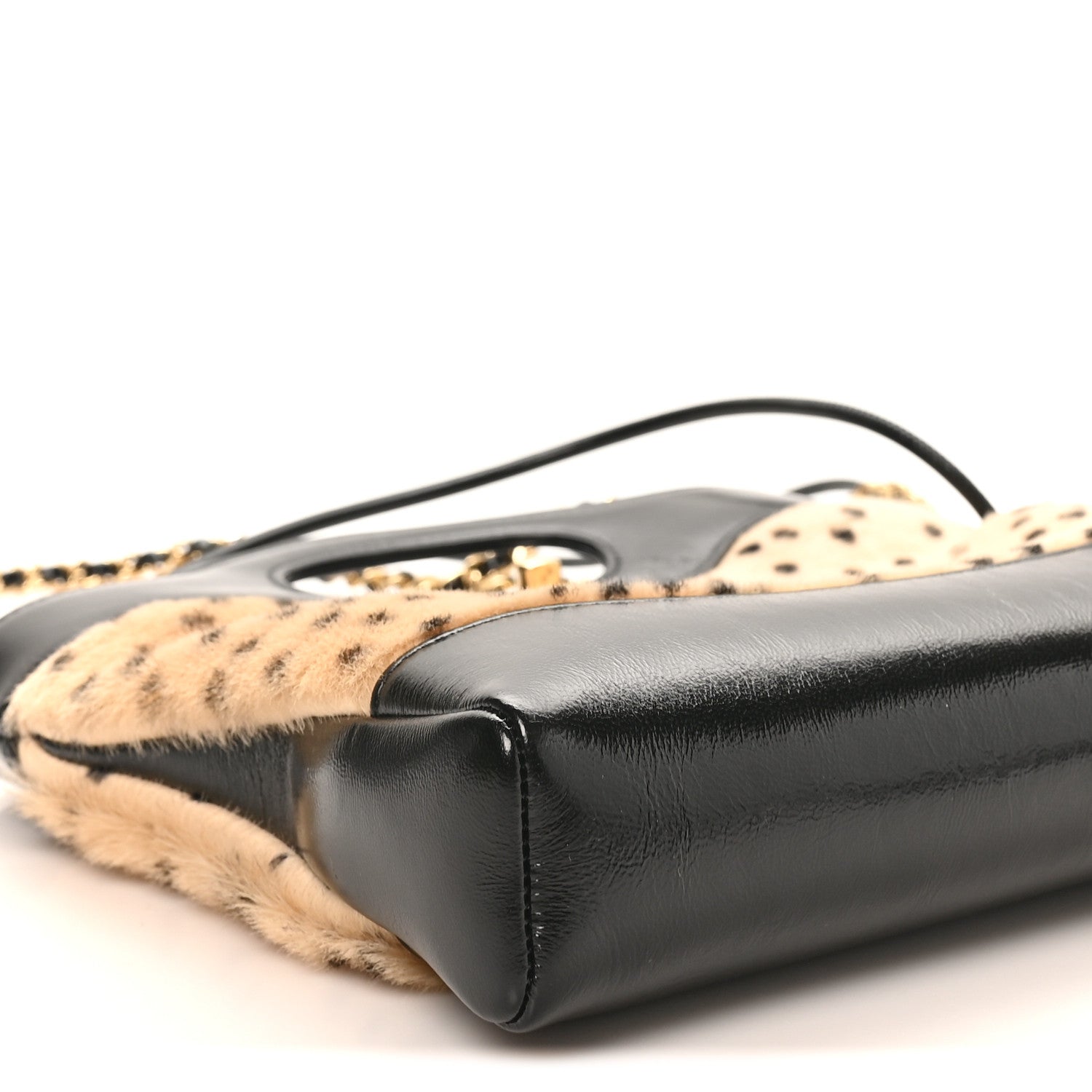 Chanel Shiny Lambskin Pony Hair Cheetah Printed Mini 31 Shopping Bag Light Beige Black Light Beige Black 9 of 11