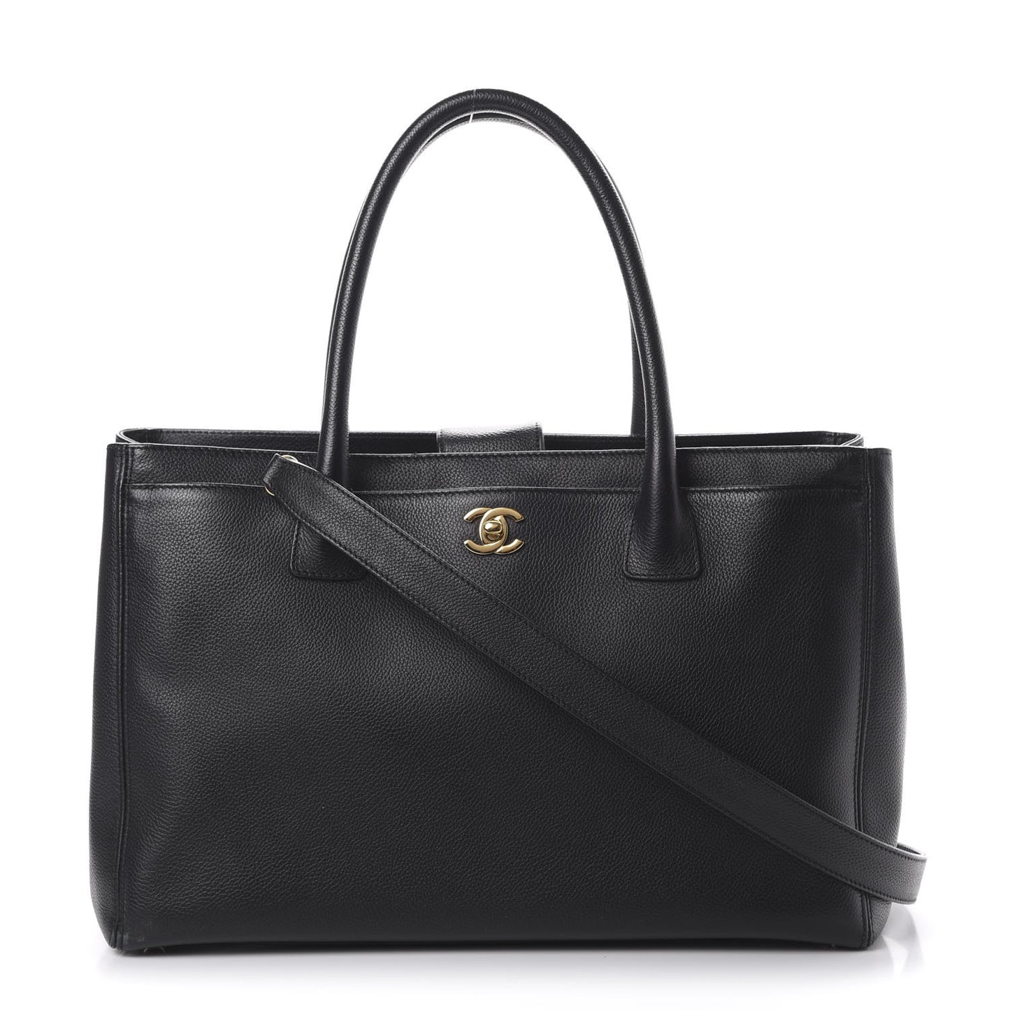 Calfskin Cerf Executive Shopper Tote Black