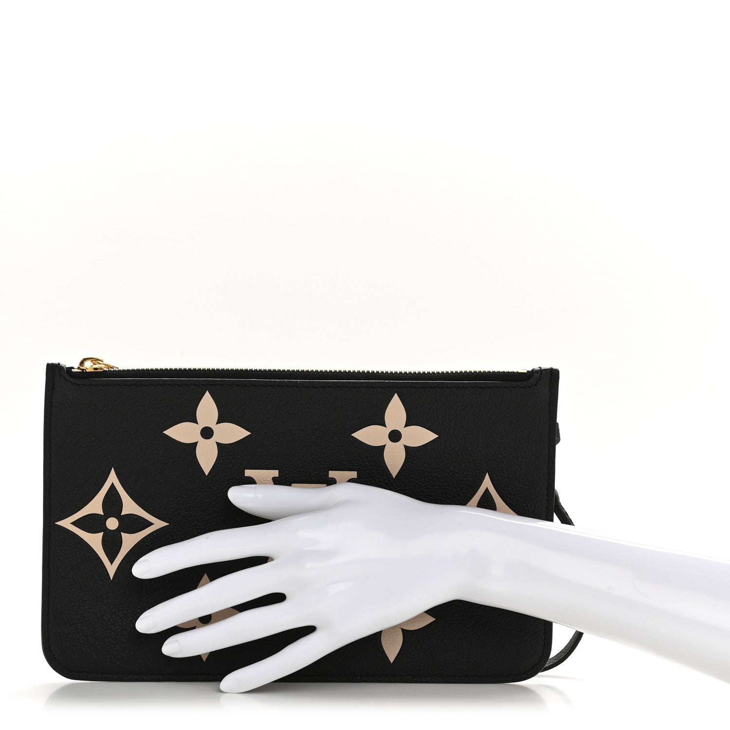 Louis Vuitton Empreinte Monogram Giant Neverfull MM Pochette Black Beige 2 of 7