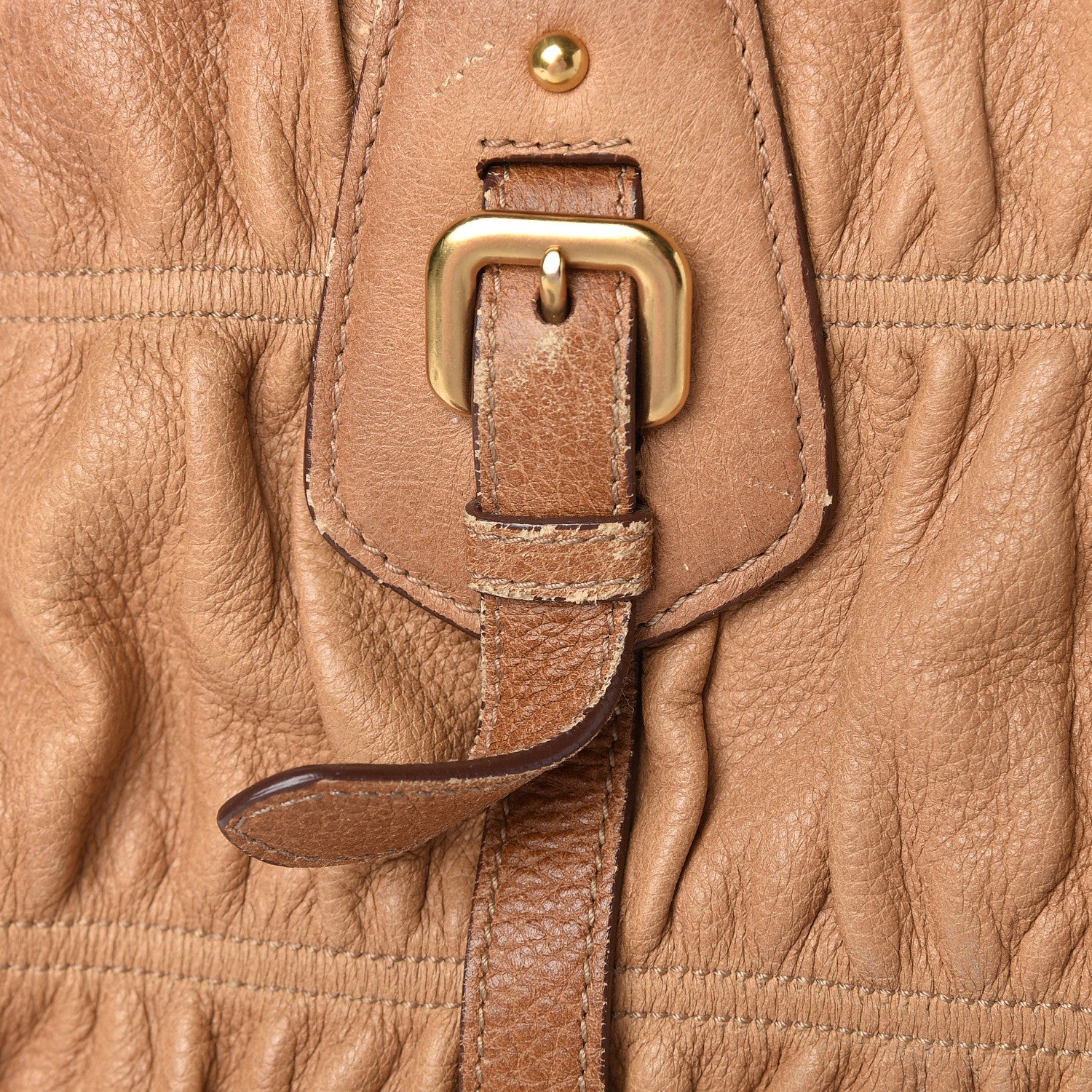 Prada Cervo Deerskin Gaufre Dome Satchel Naturale 22 of 30