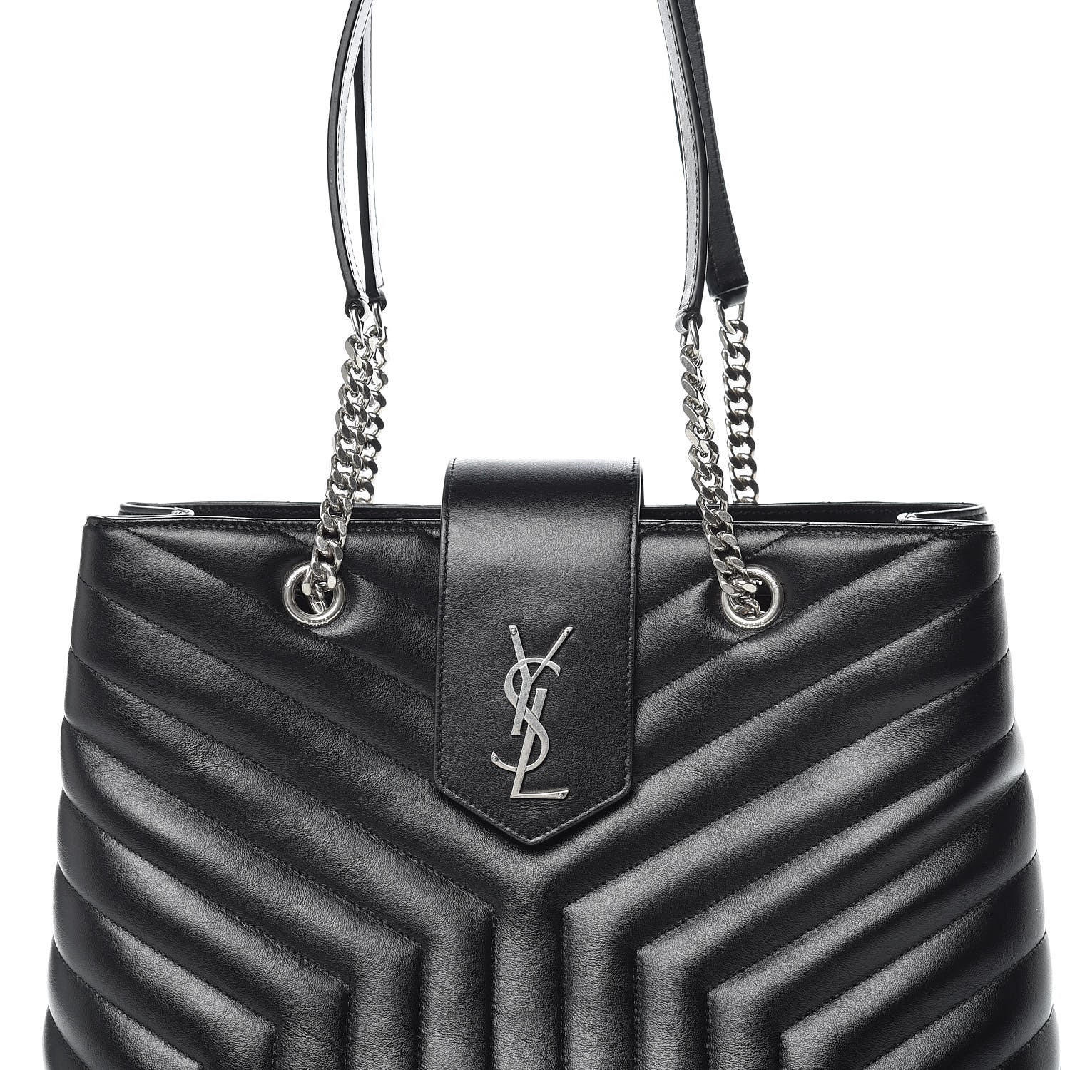 Saint Laurent Calfskin Y Quilted Monogram Large Loulou Shopper Black 10 of 10