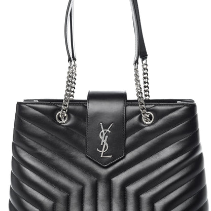Saint Laurent Calfskin Y Quilted Monogram Large Loulou Shopper Black 10 of 10