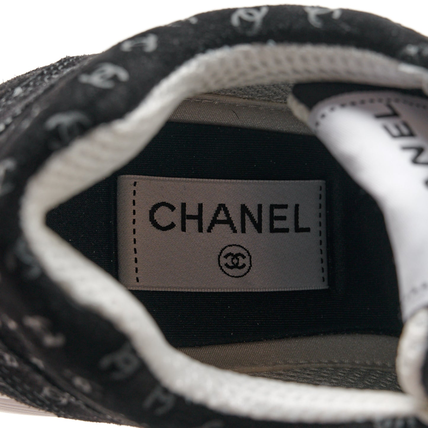 Suede Calfskin Printed CC Sneakers 39 Black