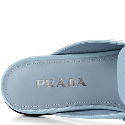 Prada Naplak Metal Triangle Logo 5mm Slippers Celeste 7 of 8