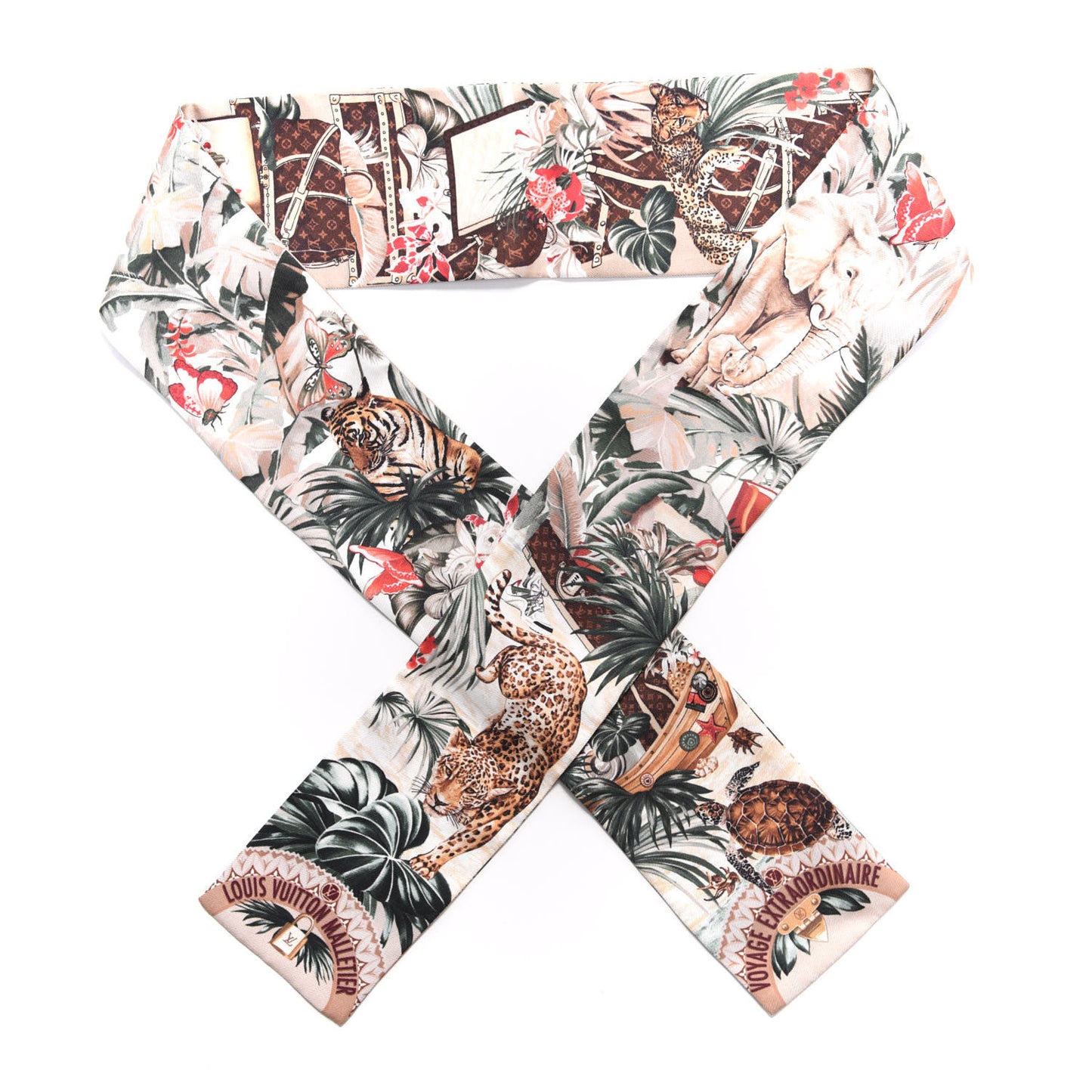 Silk Voyage Extraordinaire Bandeau Scarf Beige