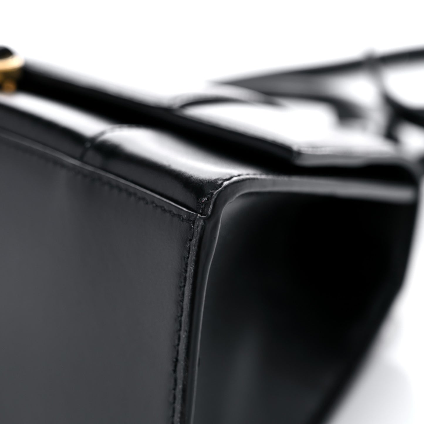 Shiny Box Calfskin Small Hourglass Top Handle Bag Black