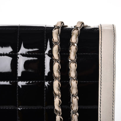 Chanel Patent Square Quilted Flap White Black 10 of 11
