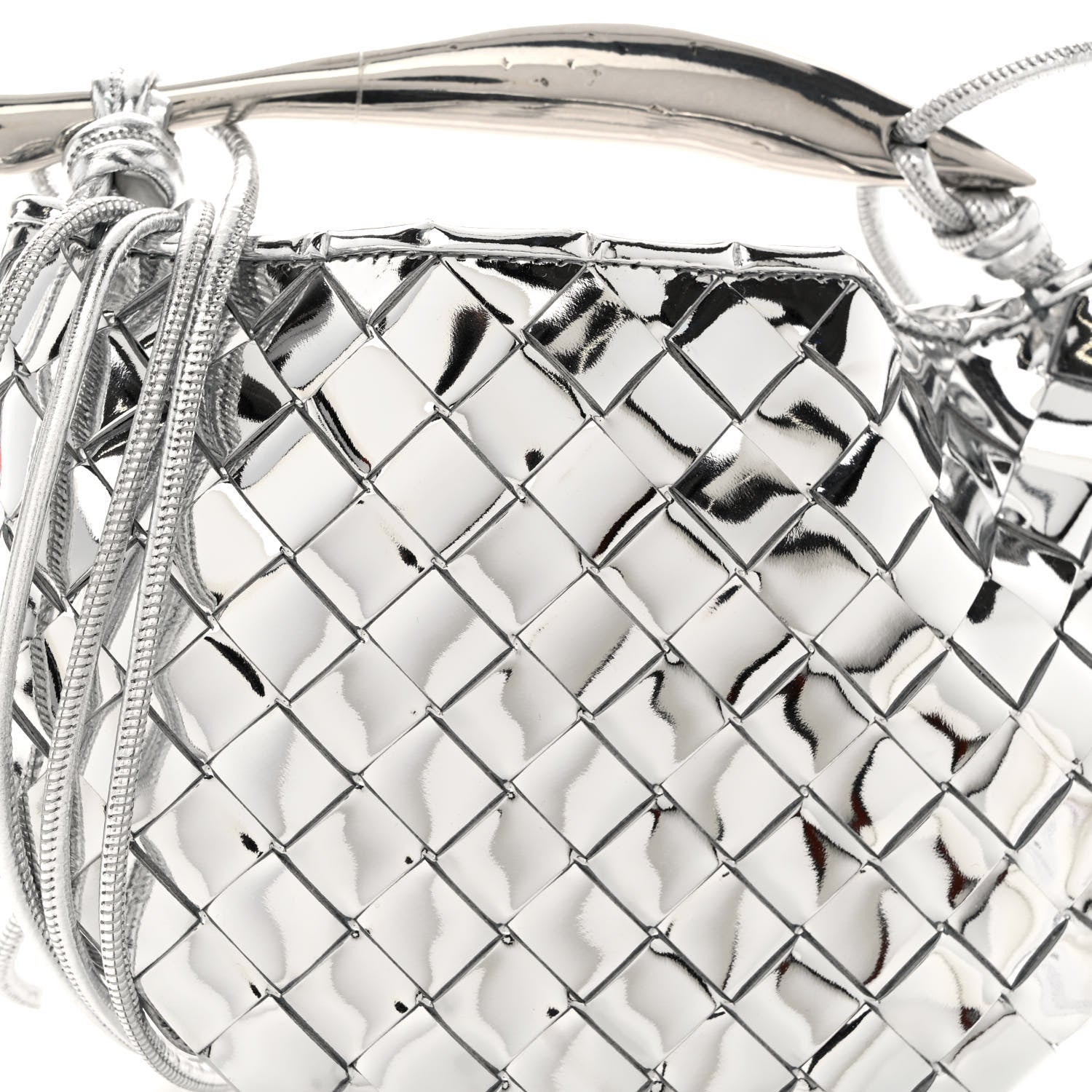 Bottega Veneta Mirror Laminated Nappa Intrecciato Mini Sardine Bag Silver 7 of 9