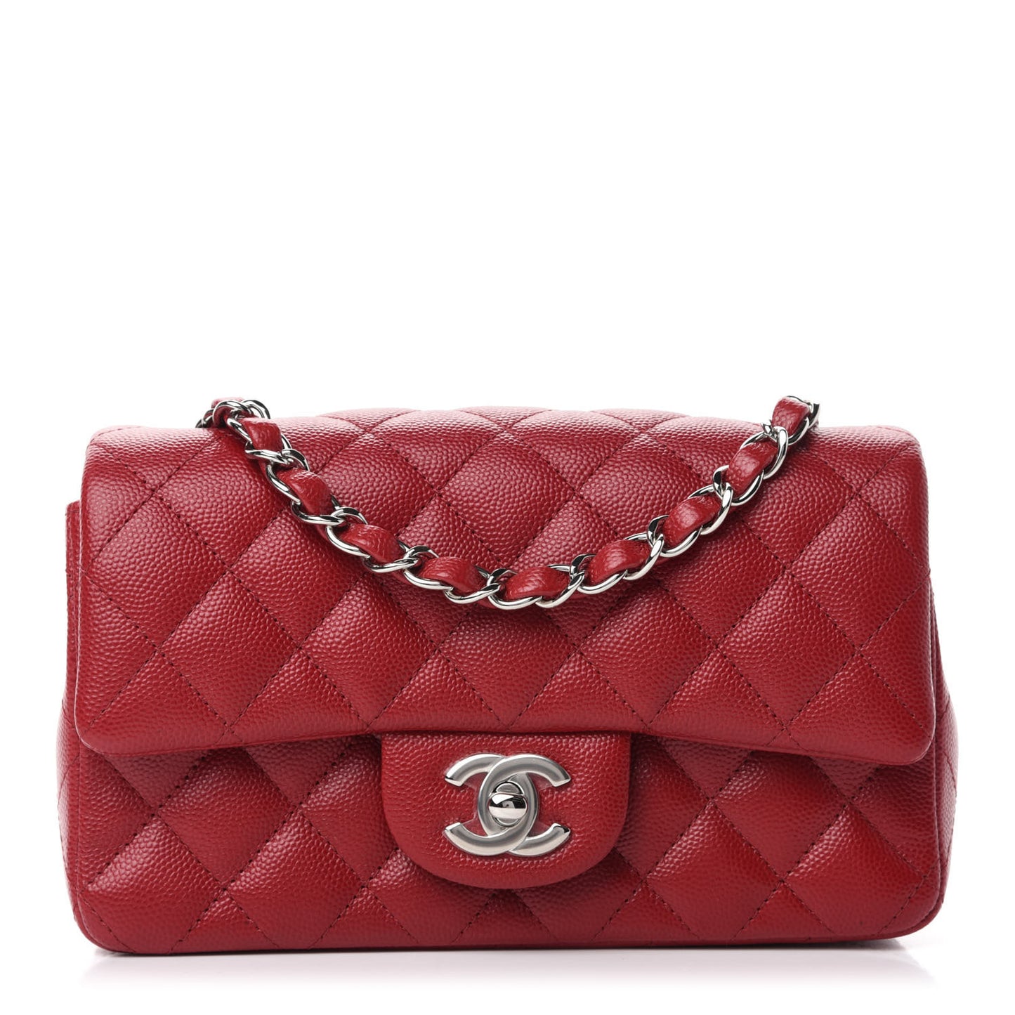 Caviar Quilted Mini Rectangular Flap Red