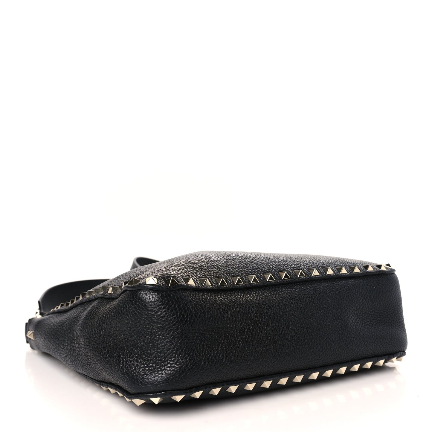 Pebbled Calfskin Small Rockstud Flip-Lock Messenger Bag Black