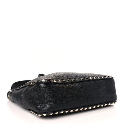 Valentino Garavani Pebbled Calfskin Small Rockstud Flip-Lock Messenger Bag Black 4 of 8