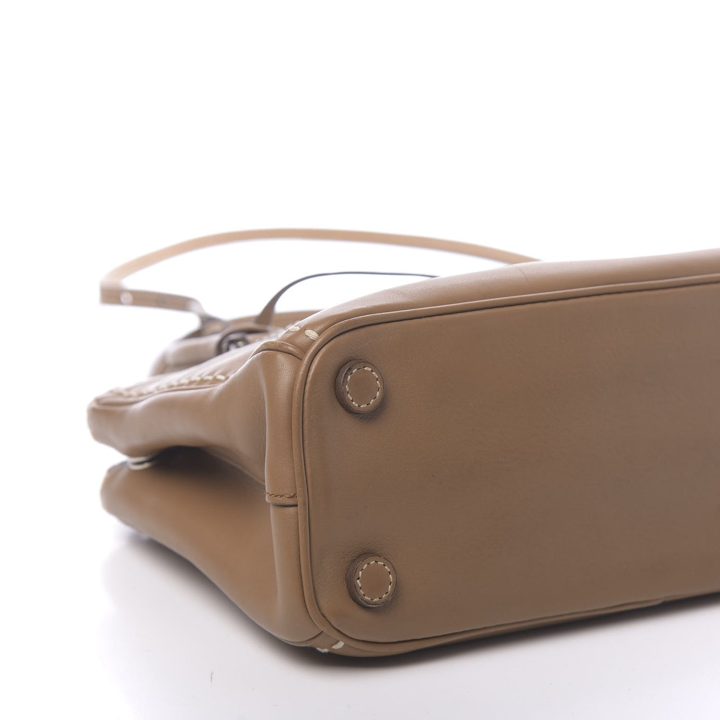 City Calf Mini Hand Stitched Galleria Double Zip Tote Caramel