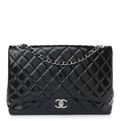 Chanel Patent Quilted Maxi Double Flap Navy 1 of 11