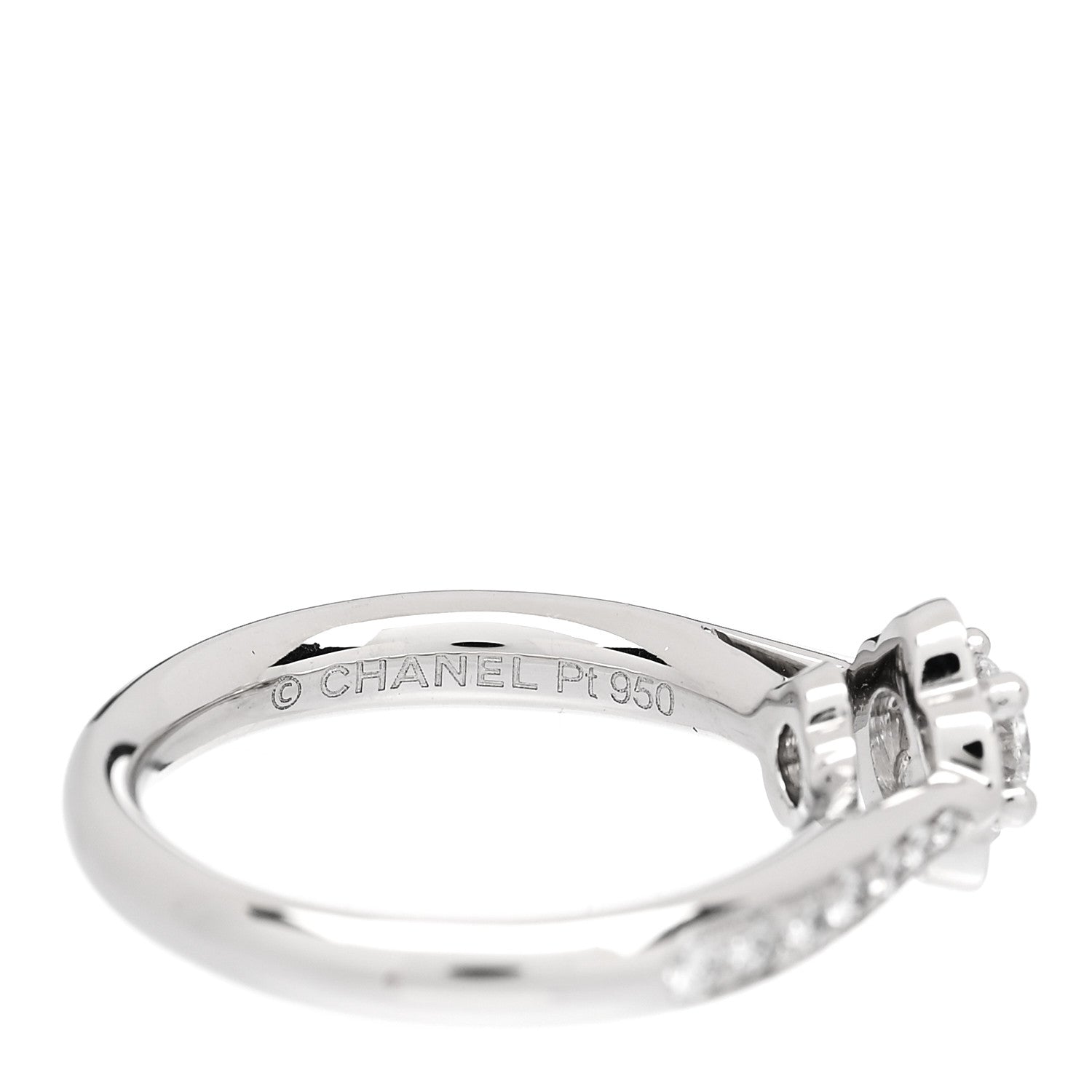 Chanel Platinum Diamond .26ct Camelia Ring 47 4 5 of 7