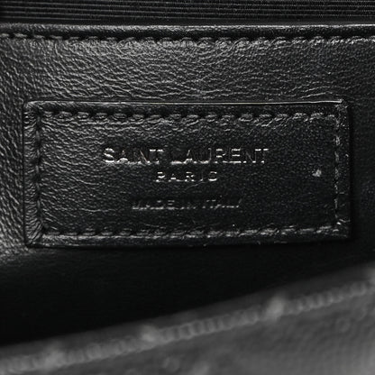 Saint Laurent Grain De Poudre Textured Mixed Matelasse Triquilt Medium Monogram Satchel Black 5 of 12