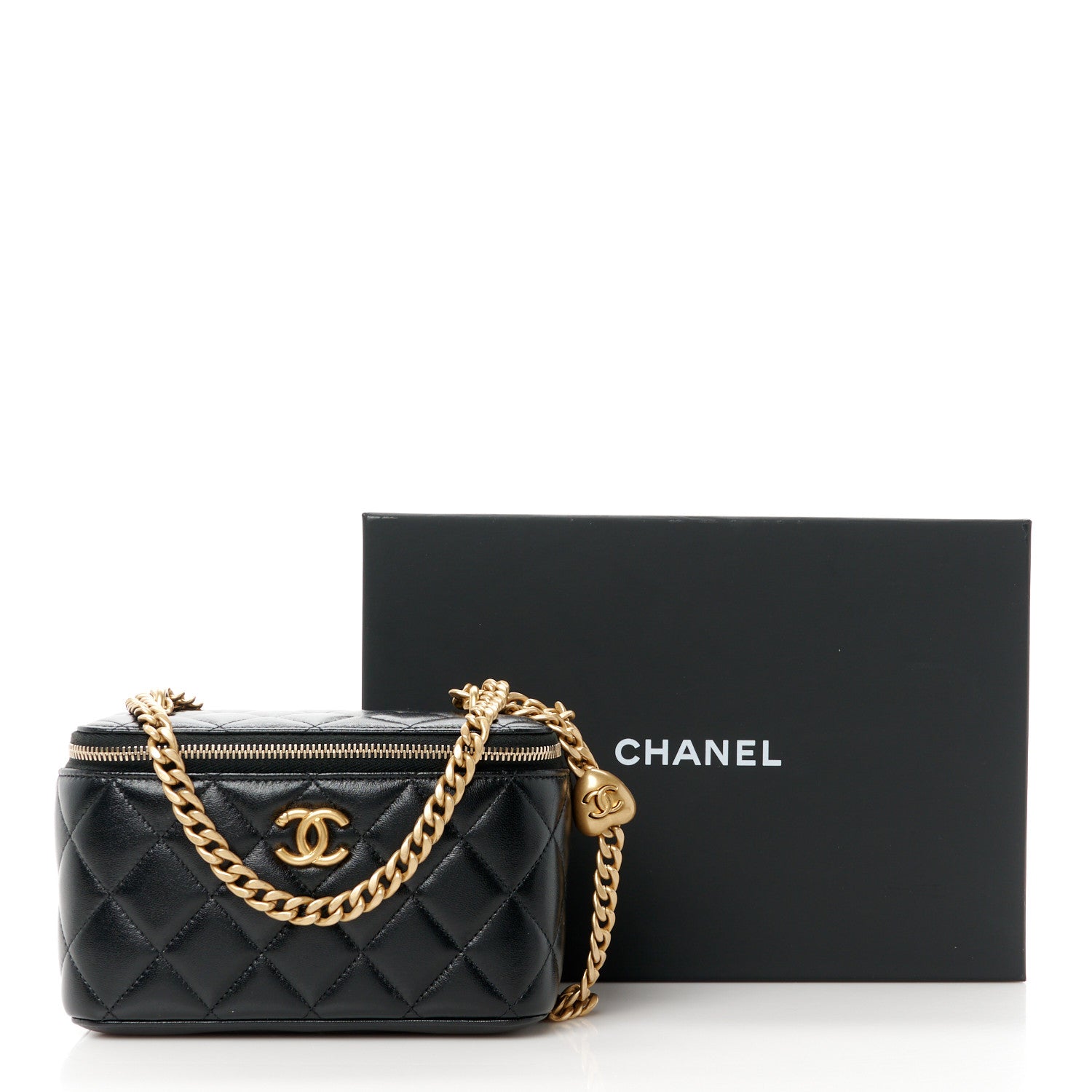 Chanel Lambskin Quilted Sweetheart Vanity Case Black 12 of 12