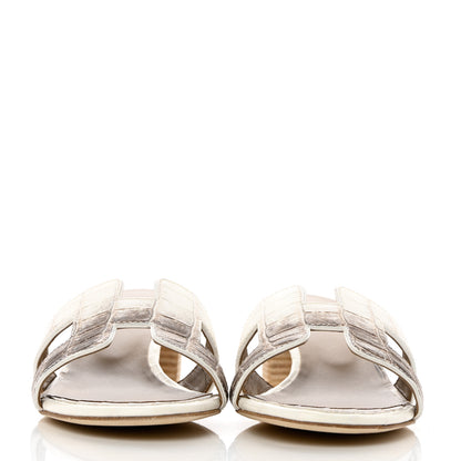 Hermes Matte Niloticus Crocodile Himalaya Oasis Sandals 37 White 2 of 9
